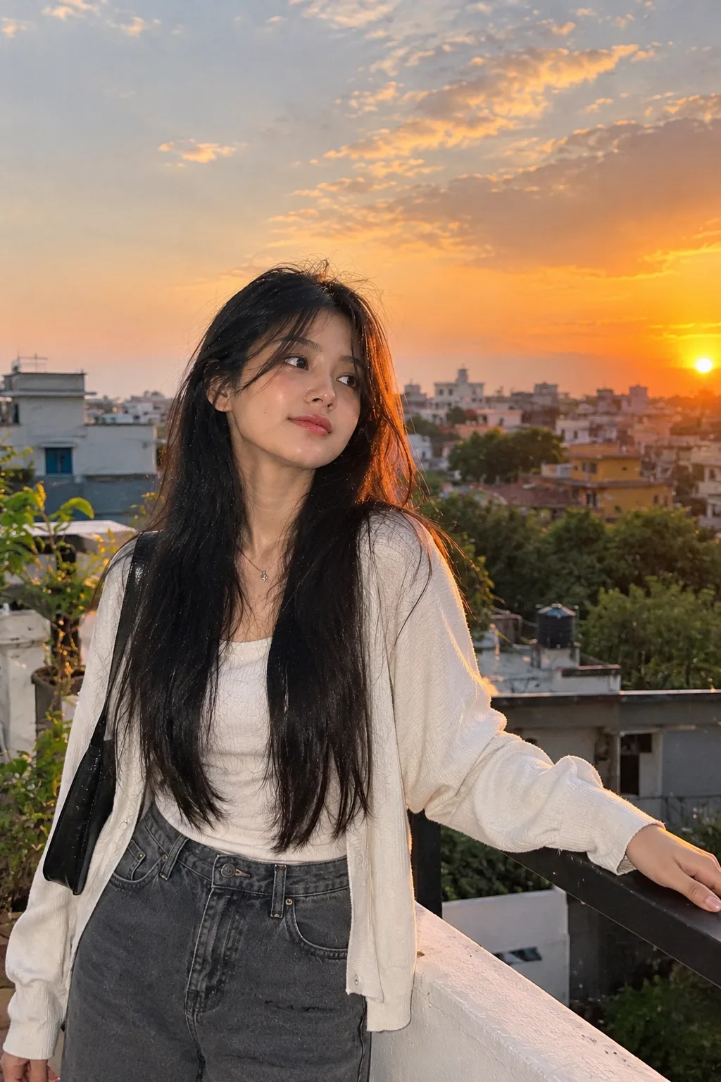Terrace Evening Breeze — Natural Lifestyle Portrait