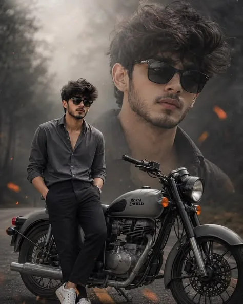Dark Motorcycle Cinematic Portrait