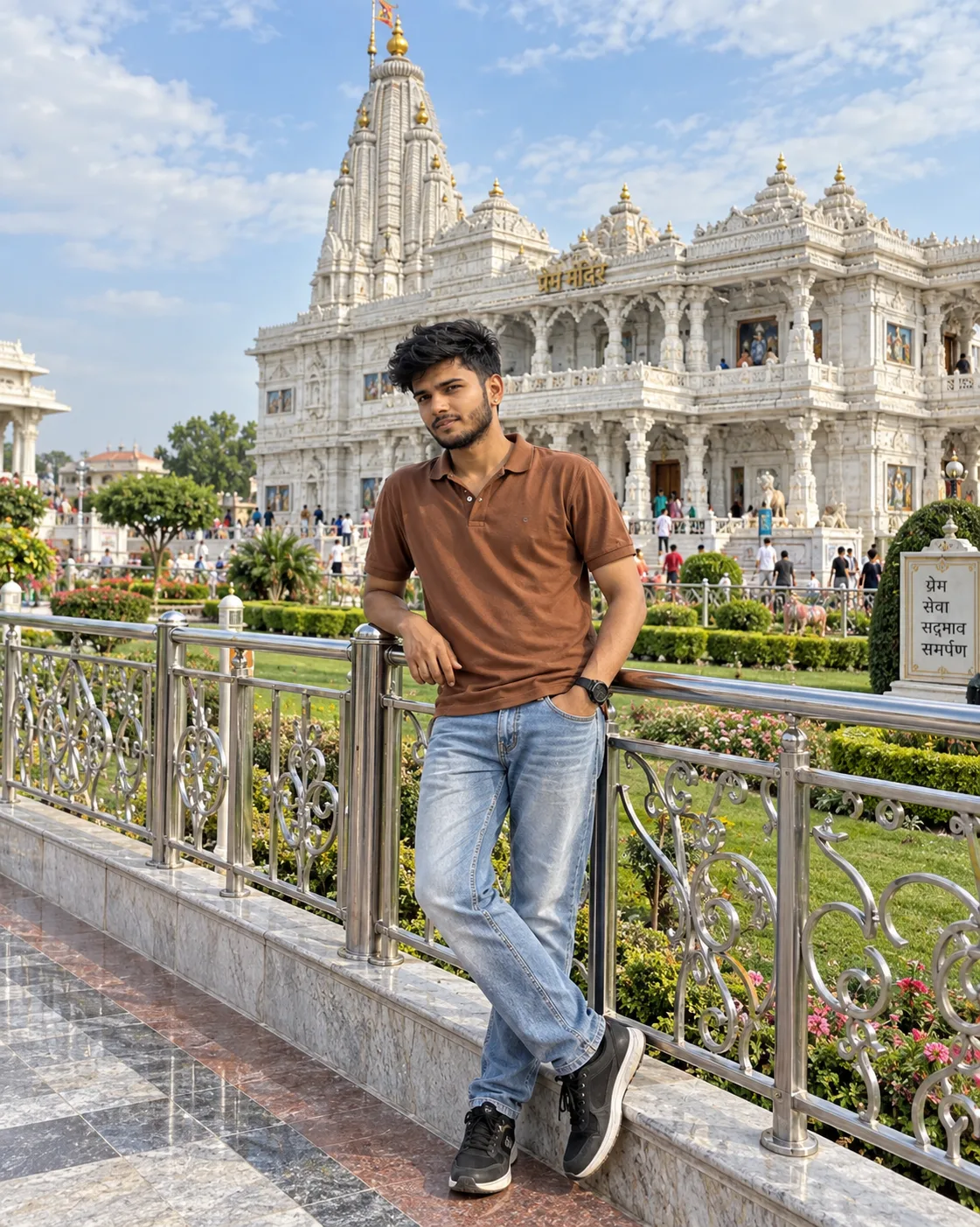 Temple Travel Portrait — Exact AI Image Prompt