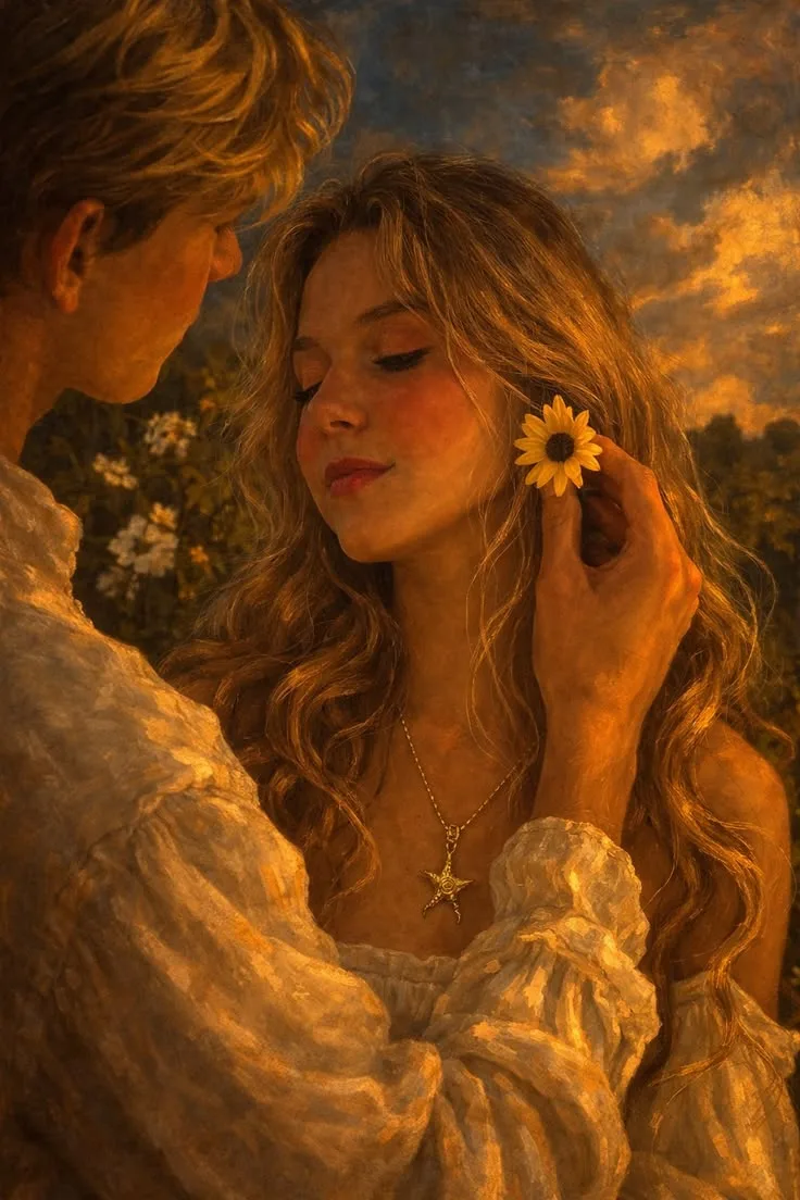 Create an ultra realistic cinematic romantic portrait of a young couple