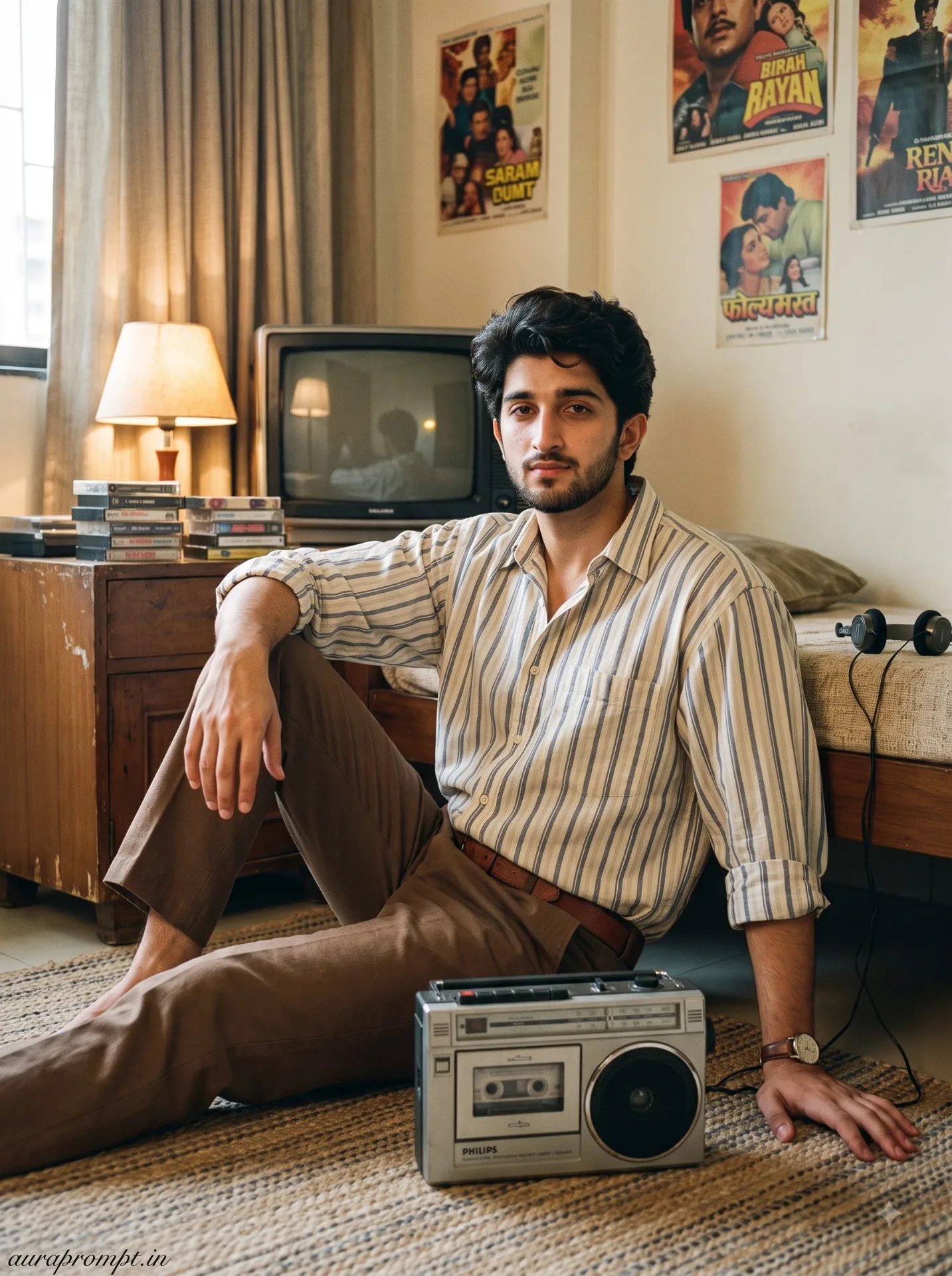 Cassette Era Bedroom 1986 Boy Portrait Prompt