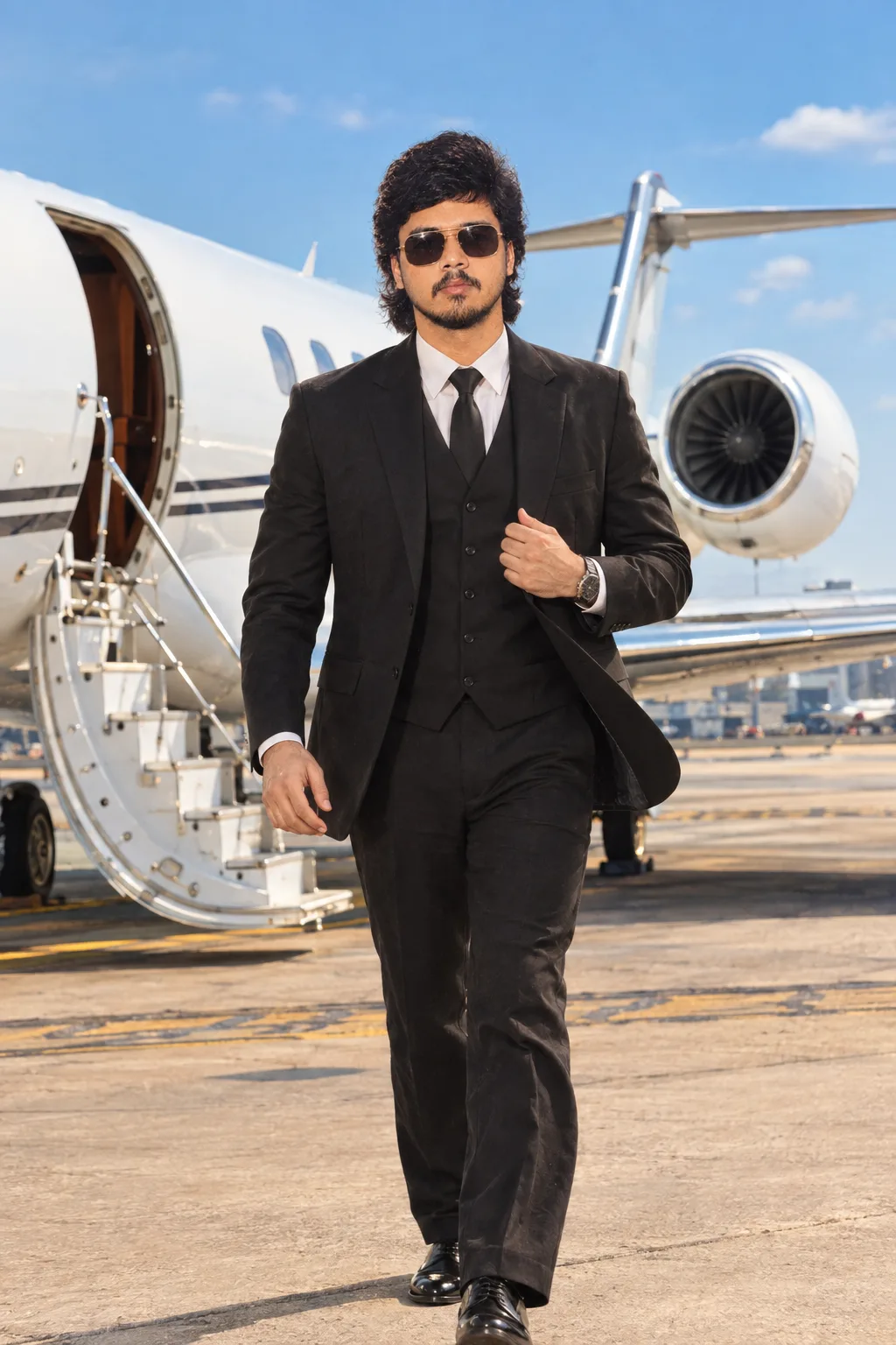 Ultra realistic cinematic portrait of a young man in airport