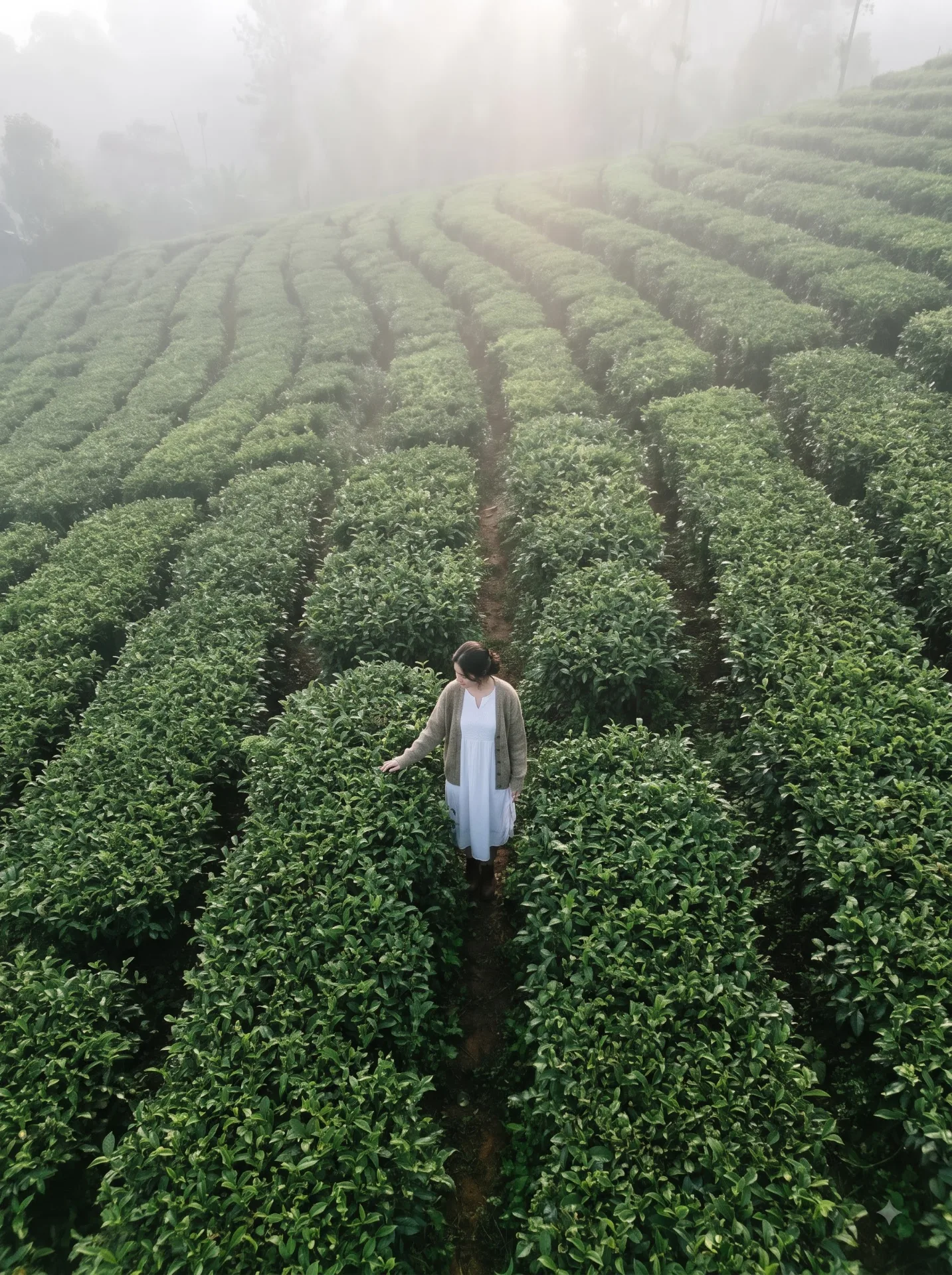 "Munnar Tea Garden Misty Morning Editorial Portrait"