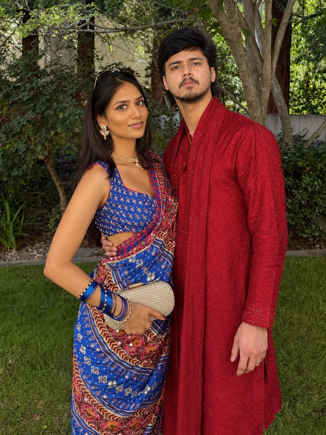 Photorealistic Indian Couple Portrait in Traditional Attire