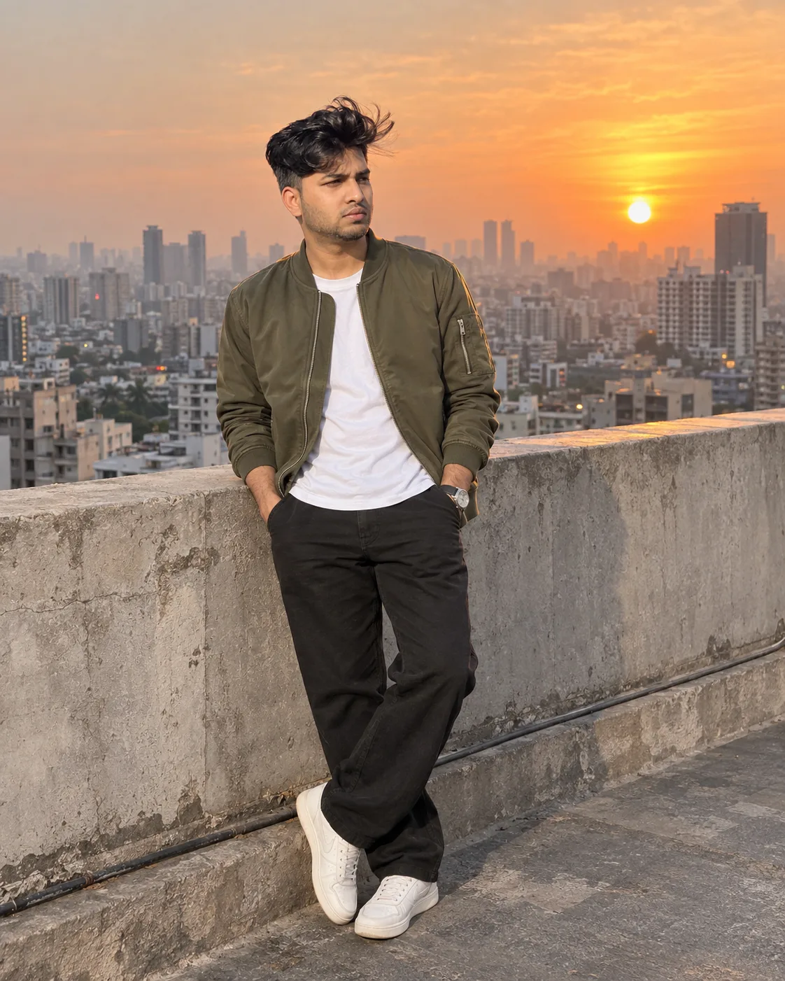 Rooftop Sunset City Portrait