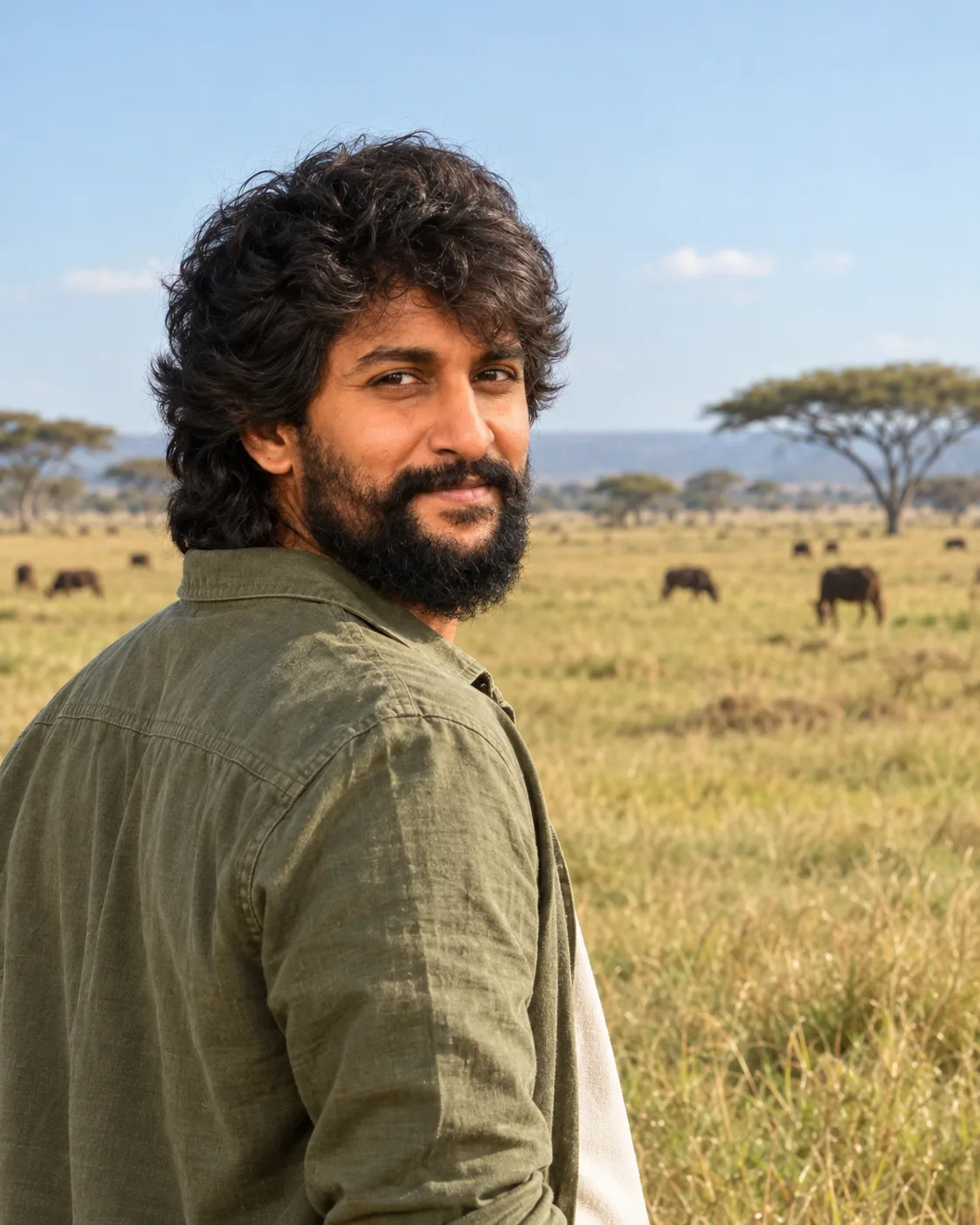 Cinematic African Landscape Portrait — Rugged Outdoor Menswear