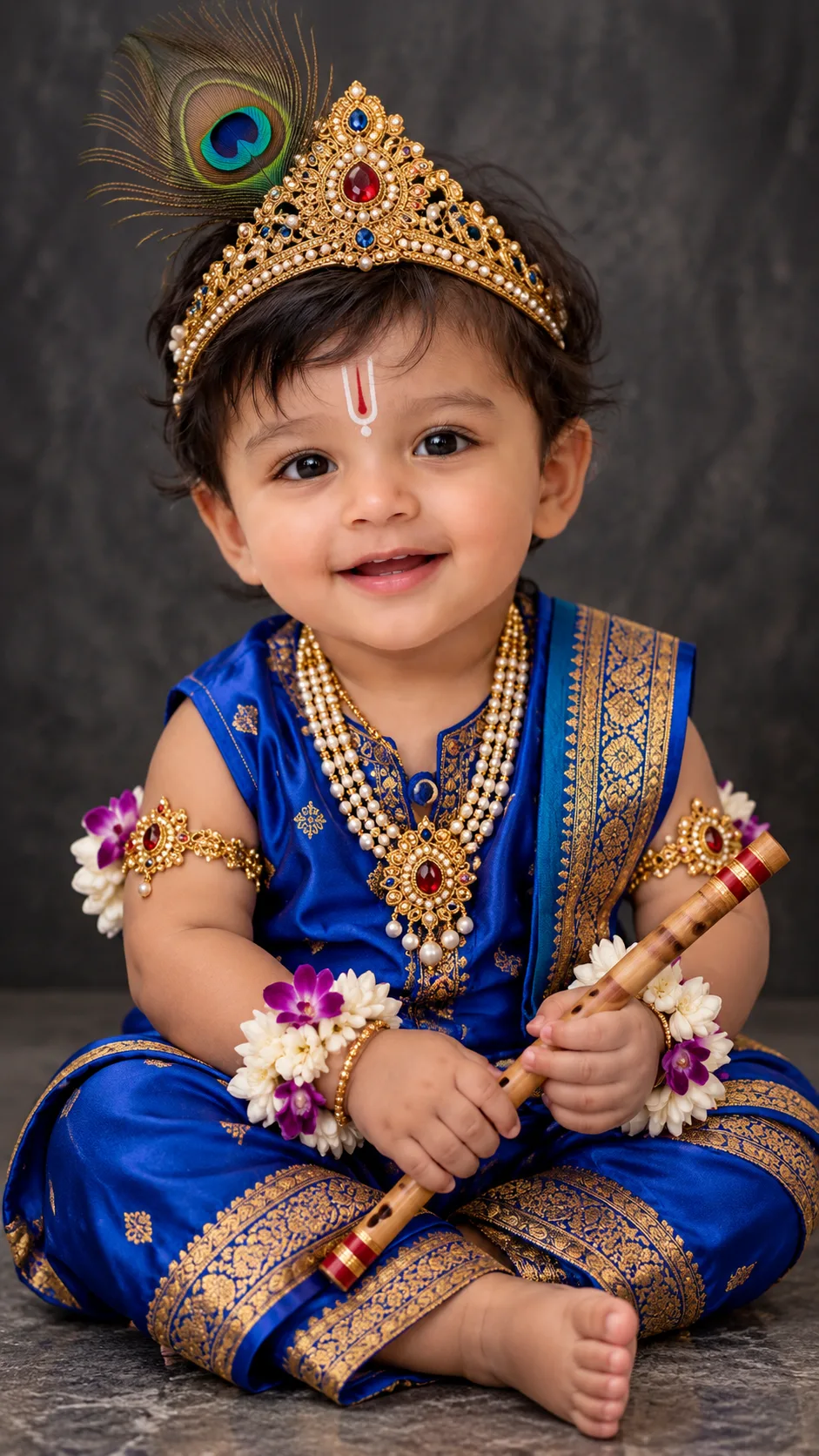 Little Krishna 🦚💙 | Adorable Bal Gopal Portrait ✨🙏