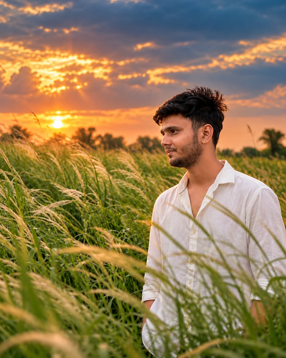 Golden Hour — Serene Field Portrait