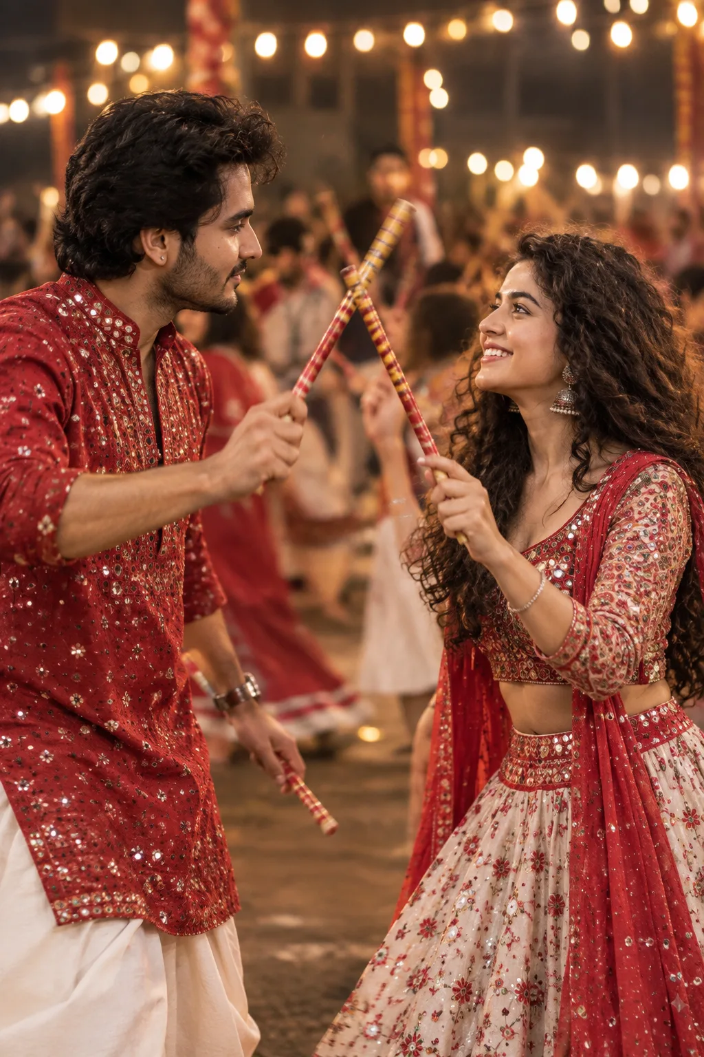 Dandiya Couple Pose