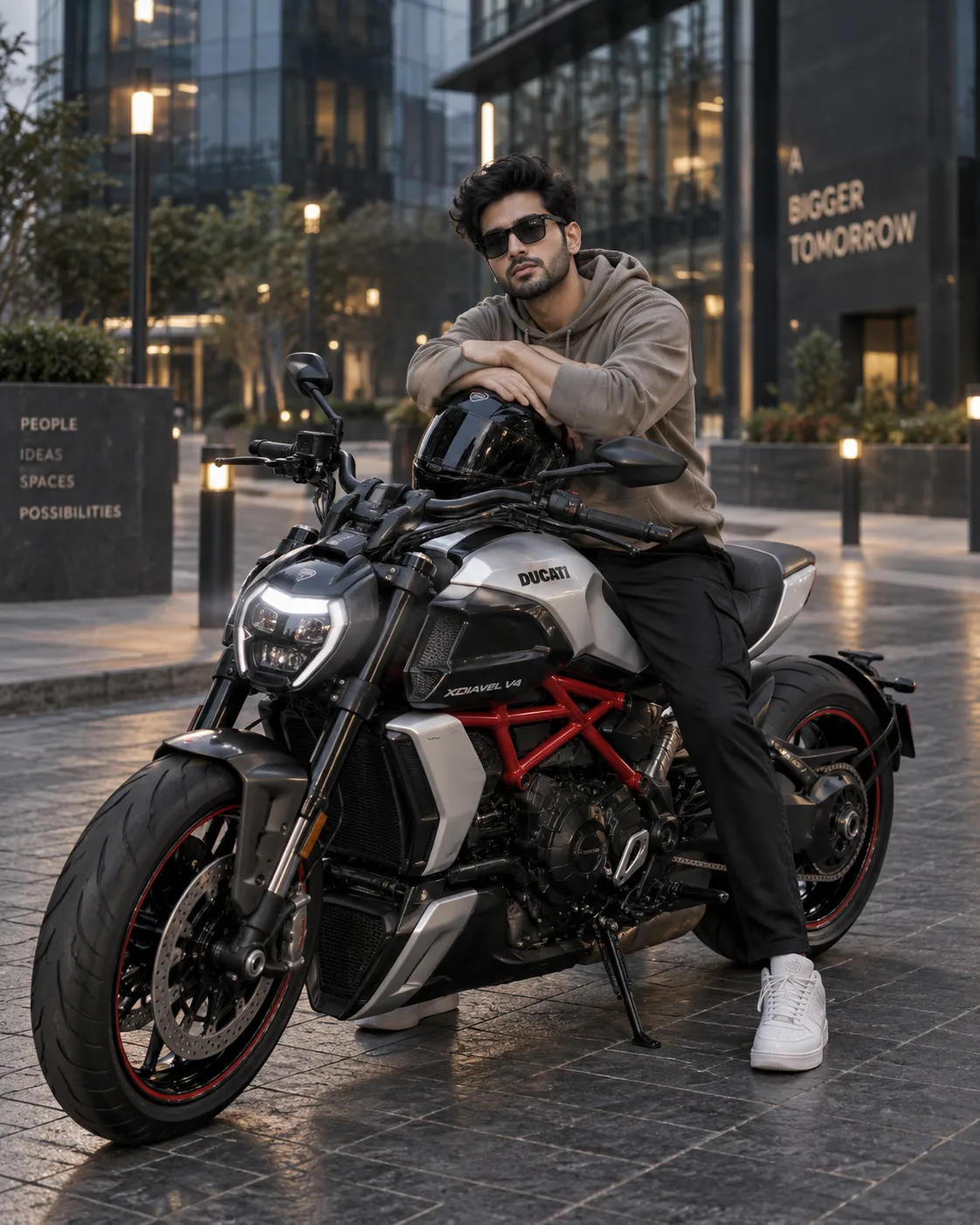 Ultra realistic cinematic portrait of a bike lover