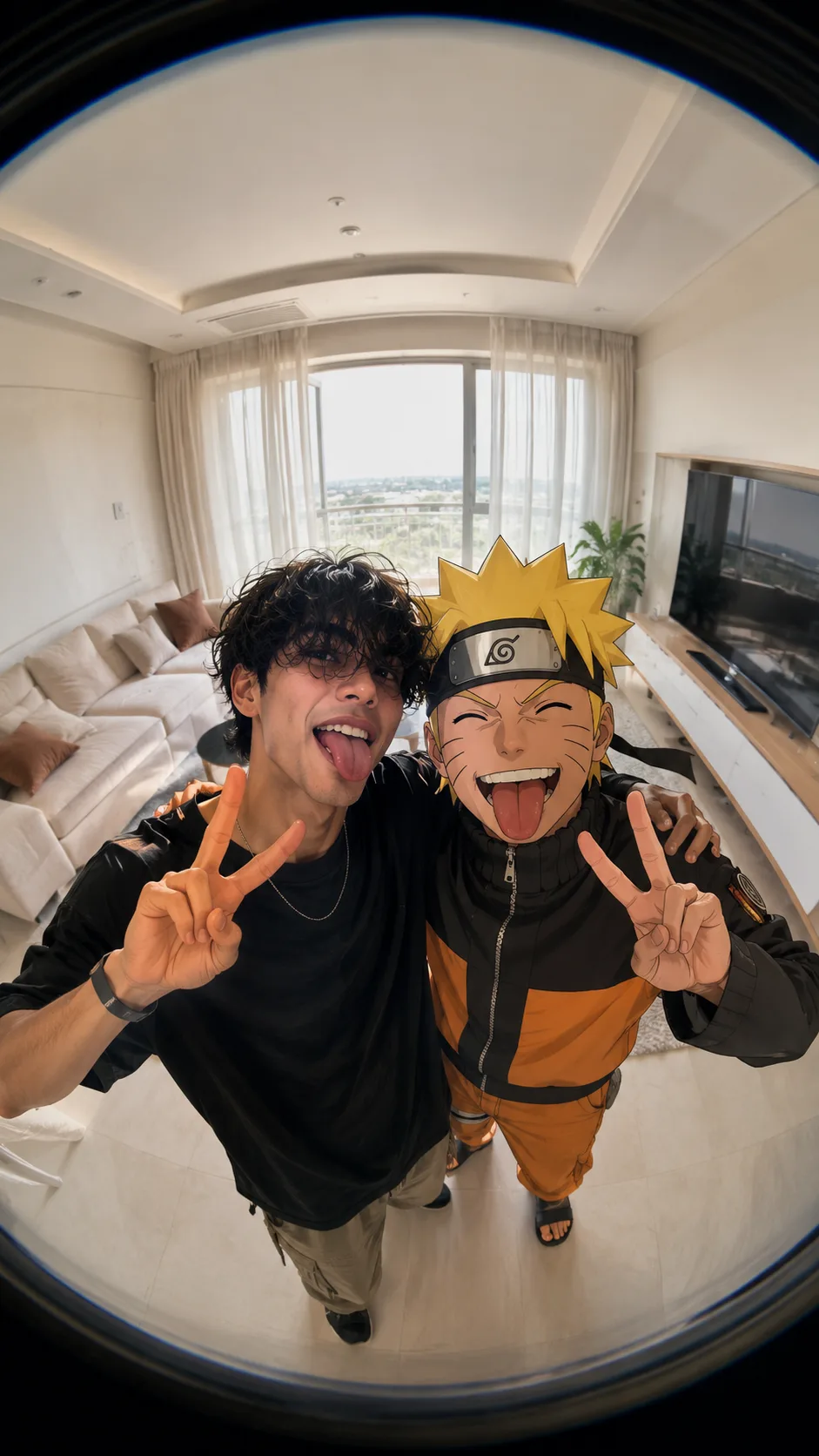 fisheye anime selfie