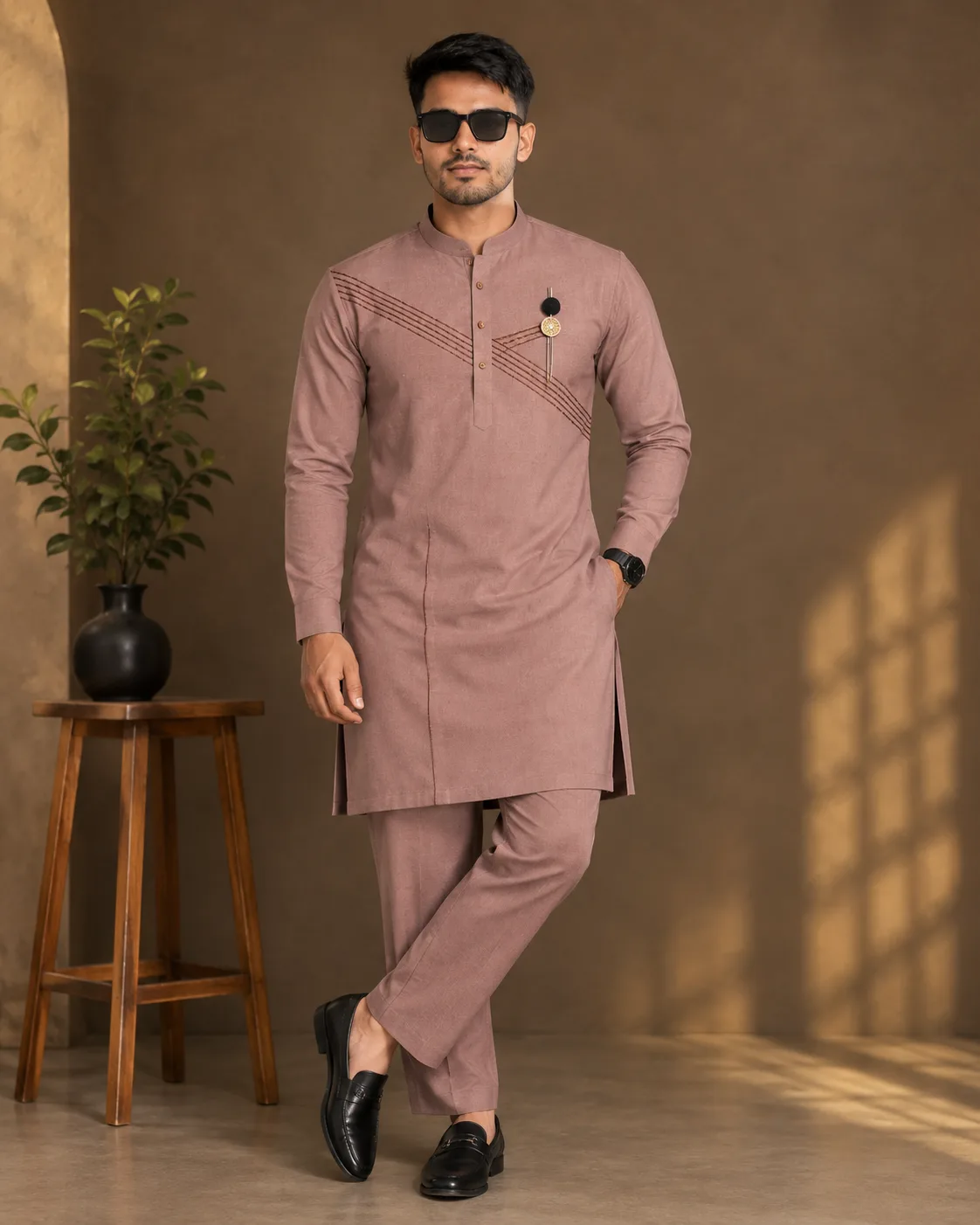 Elegant Ethnic Look ✨ | Royal Mauve Kurta Pajama Style 🔥
