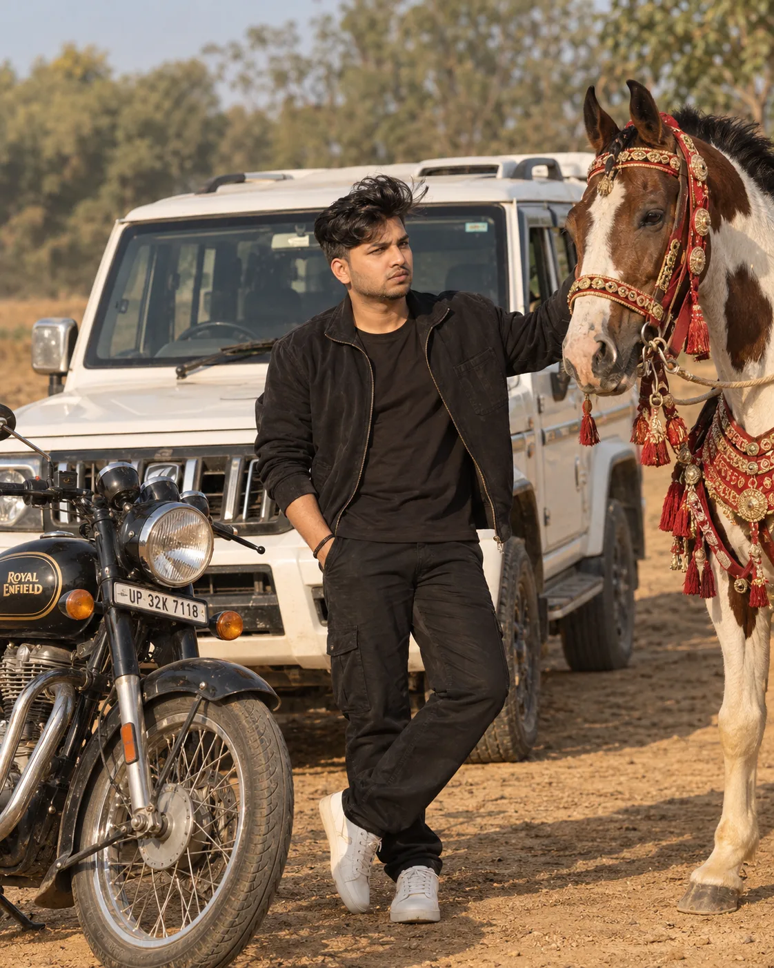 Rustic Royal Horse & Motorcycle Portrait