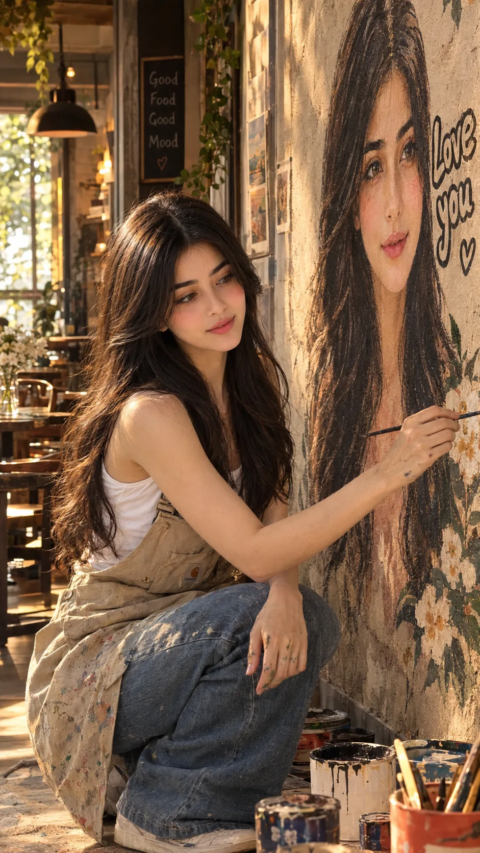 Café Mural Artist – Editorial Portrait Painting Session