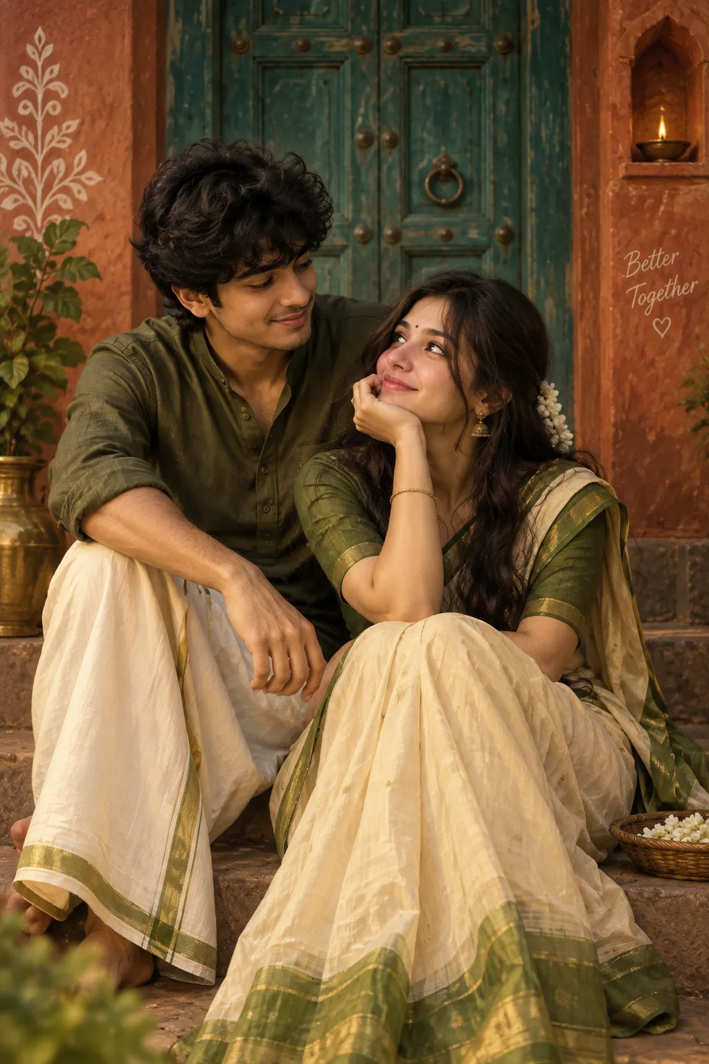 Ultra realistic cinematic romantic portrait of a young couple