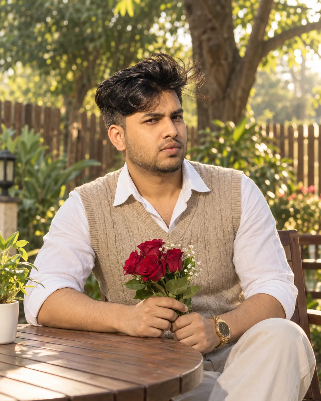 Garden Table Rose Portrait