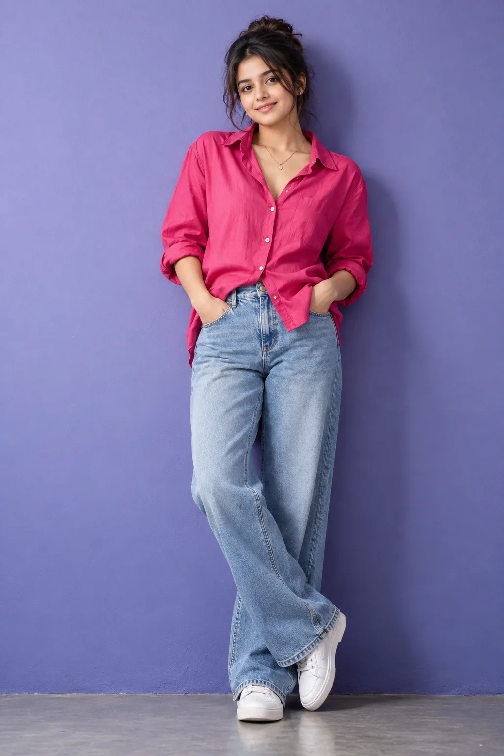 Ultra realistic cinematic full length fashion portrait of a young girl