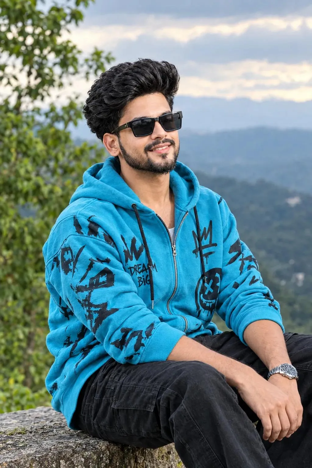 posing outdoors in a confident fashion portrait