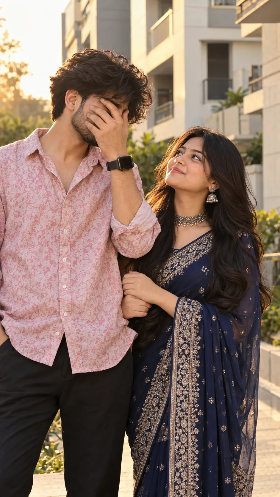 Ultra realistic candid vertical portrait of a young romantic couple