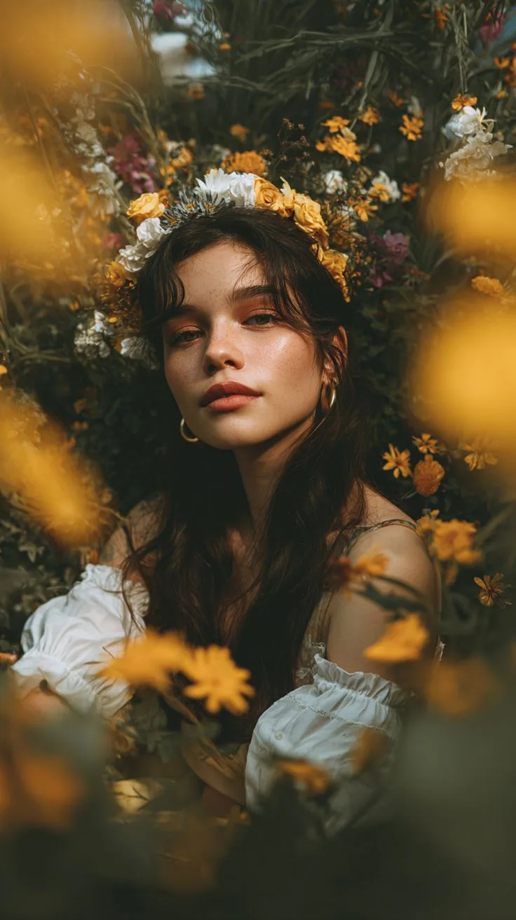 Golden Garden Floral Portrait