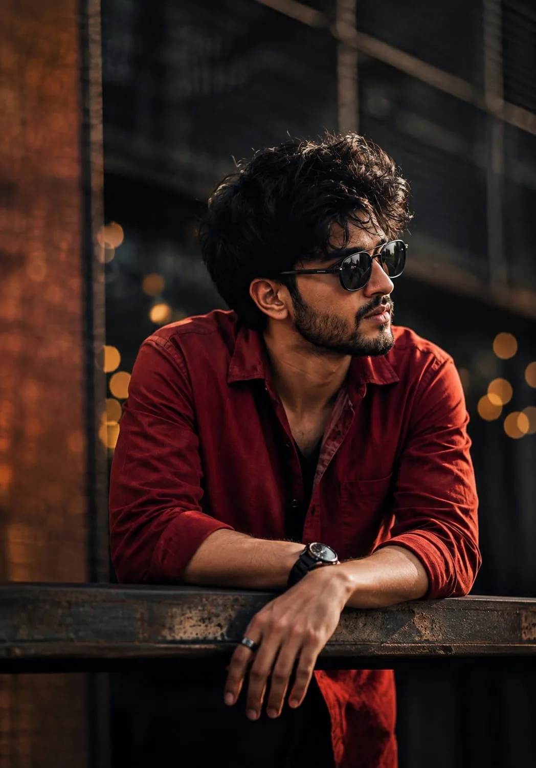 portrait of a stylish young South Asian man.