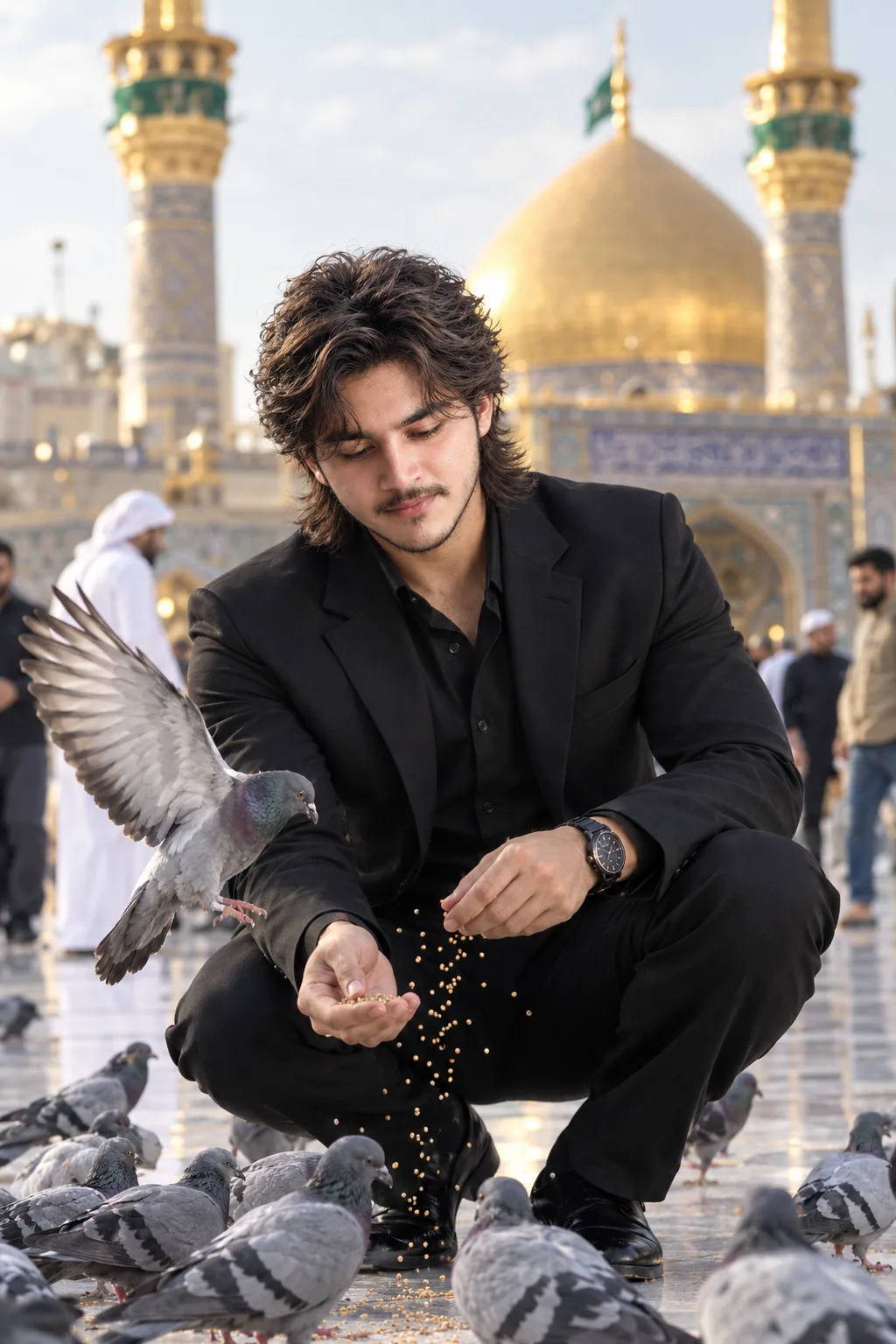 Divine Serenity — A Cinematic Portrait Among the Pigeons