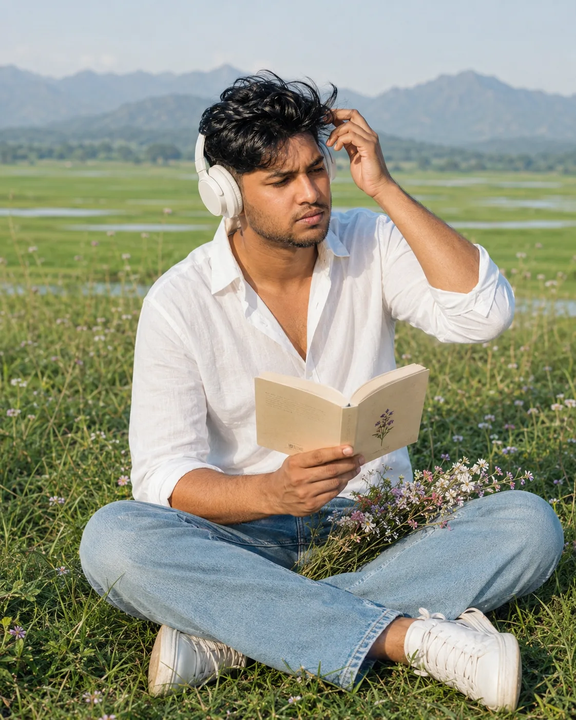 Peaceful Countryside Reading Portrait