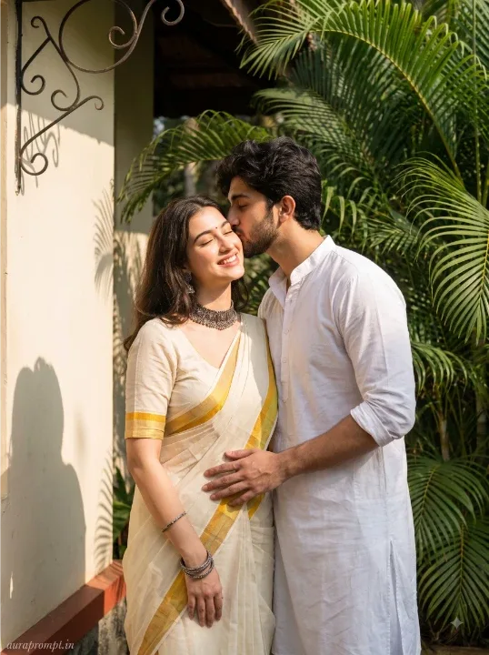 Onam Couple AI Photo Prompt