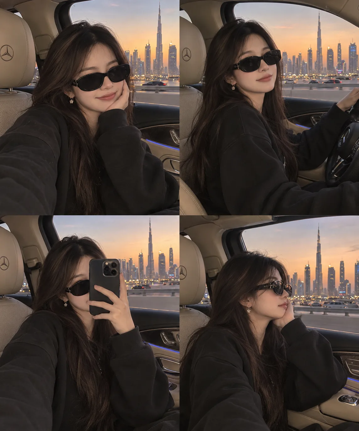 Dubai Sunset Diaries — Four Moments, One Signature Look