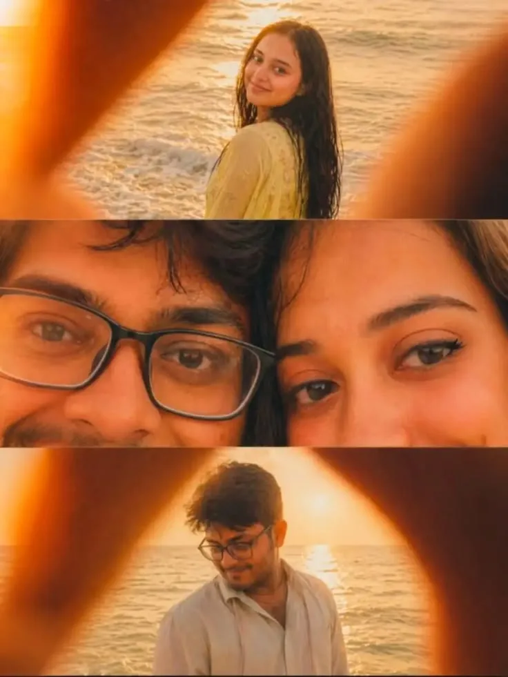 Three-Layer Sunset Couple Portrait