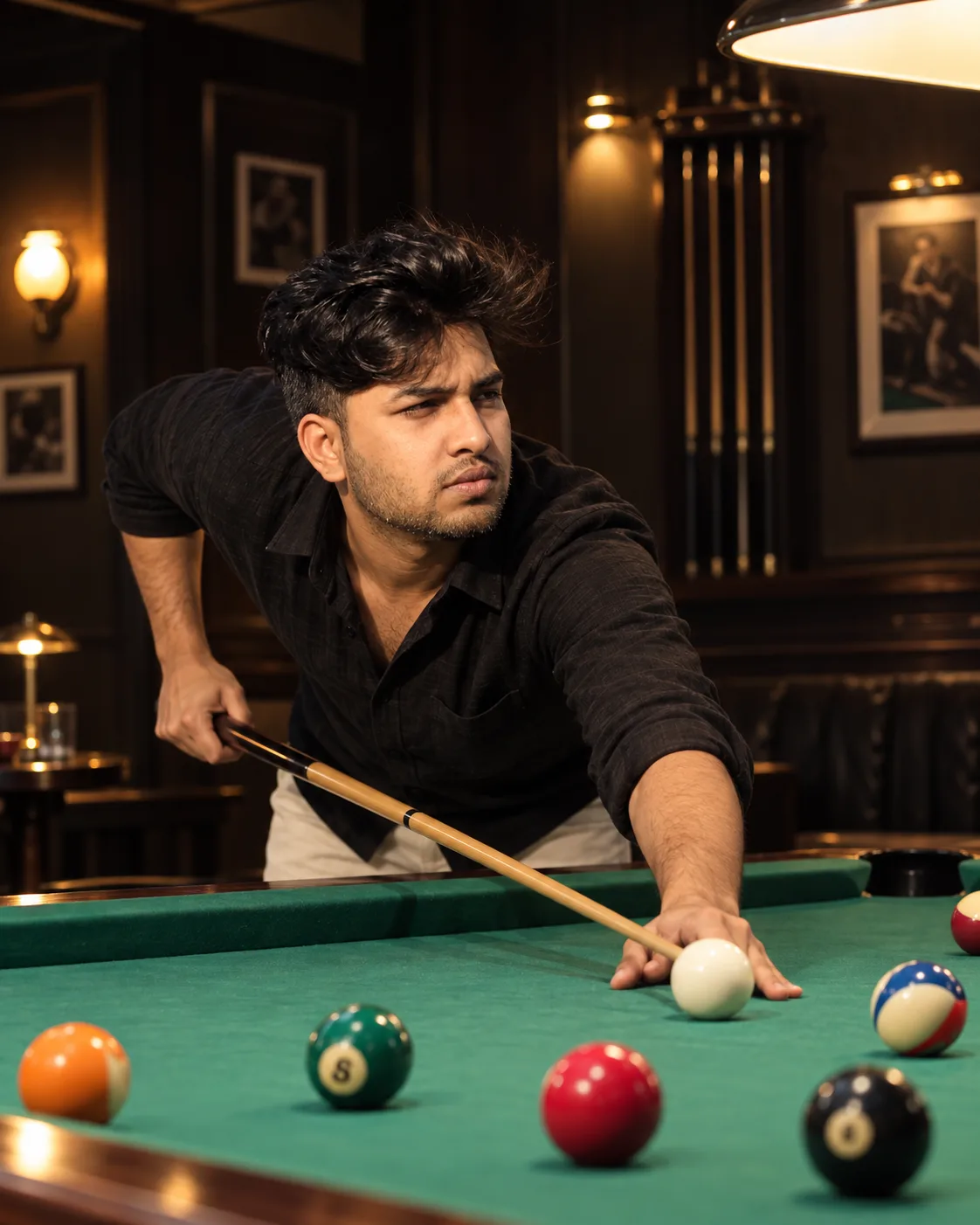 Pool Table Player Portrait