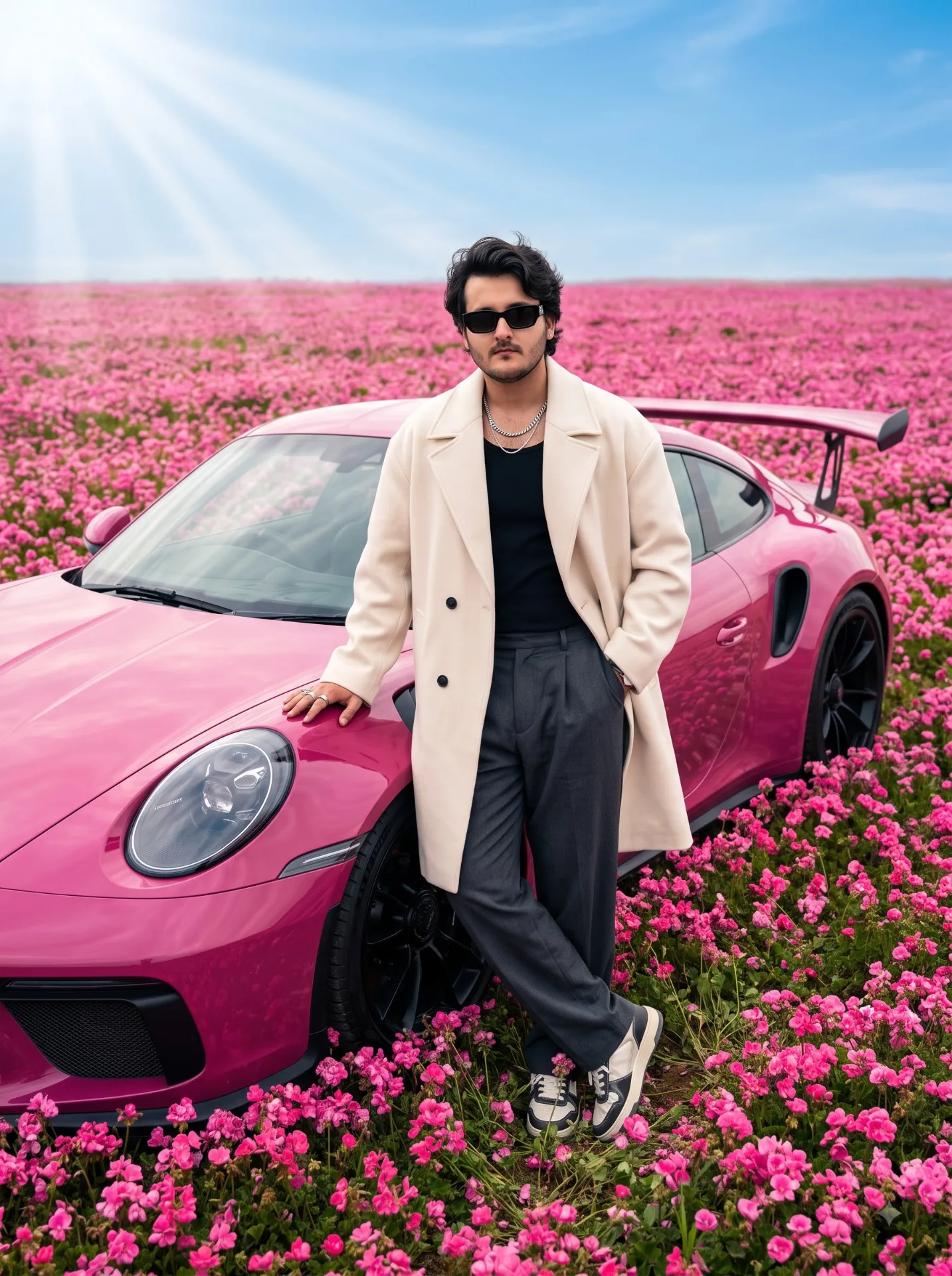 Porsche 911 GT3 RS Pink ai image prompt