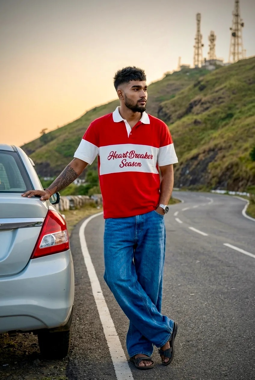 Candid Hillside Road Portrait at Golden Hour