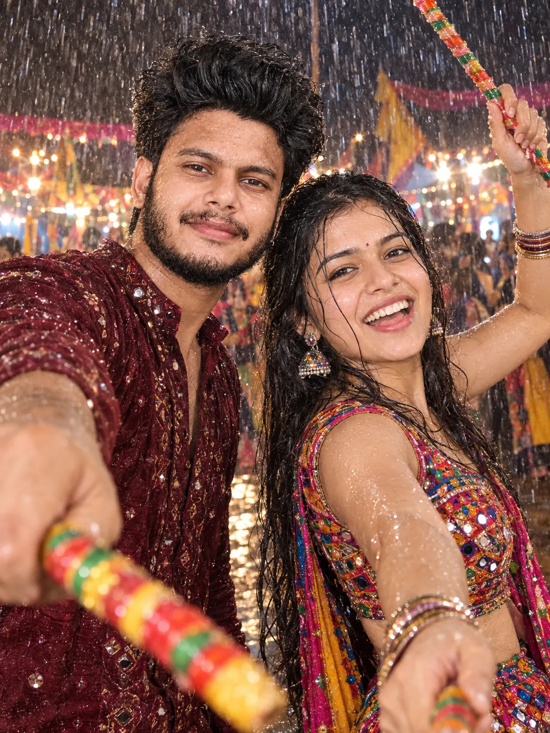 Rainy Night Garba Dance Couple