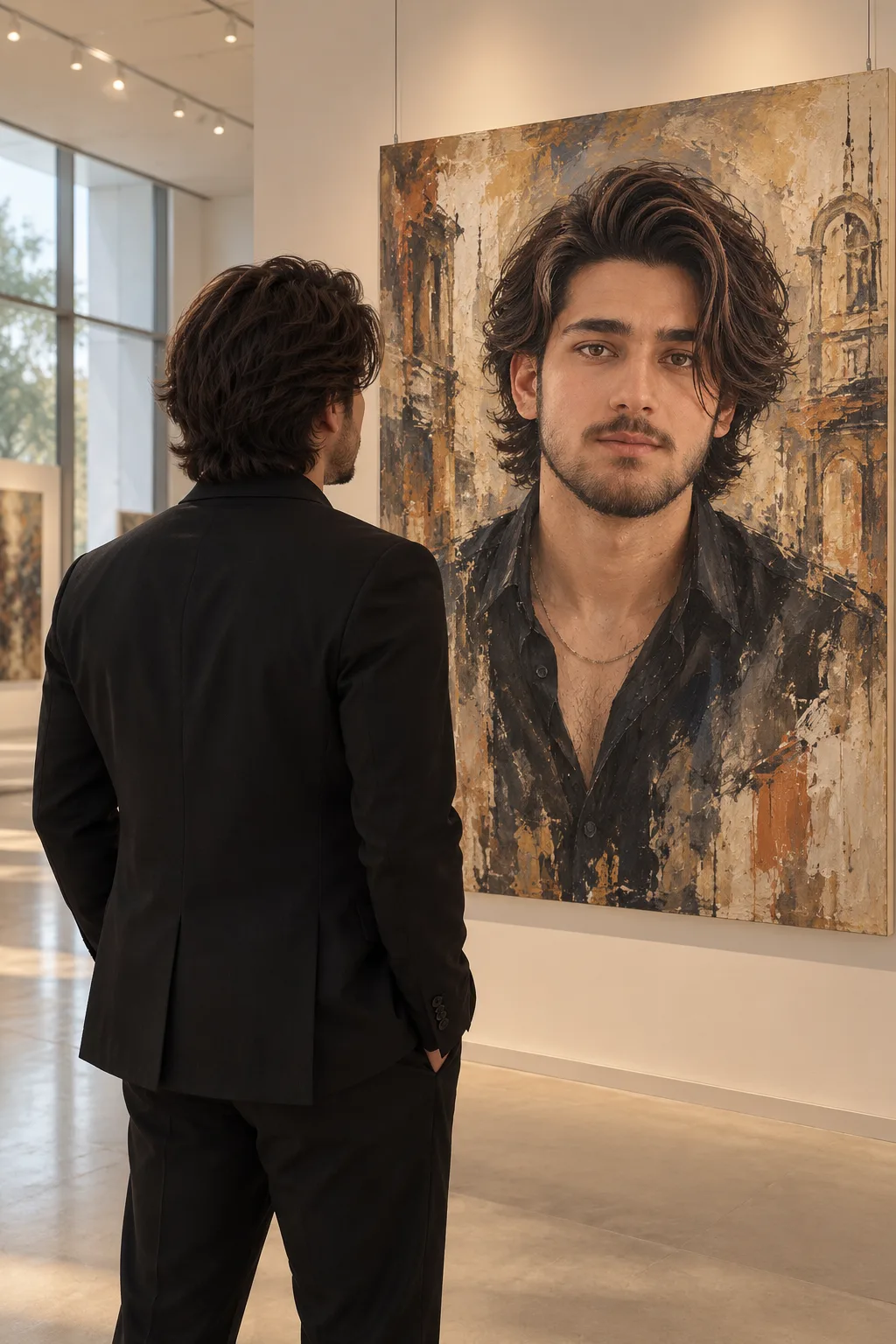Contemplating His Painted Portrait