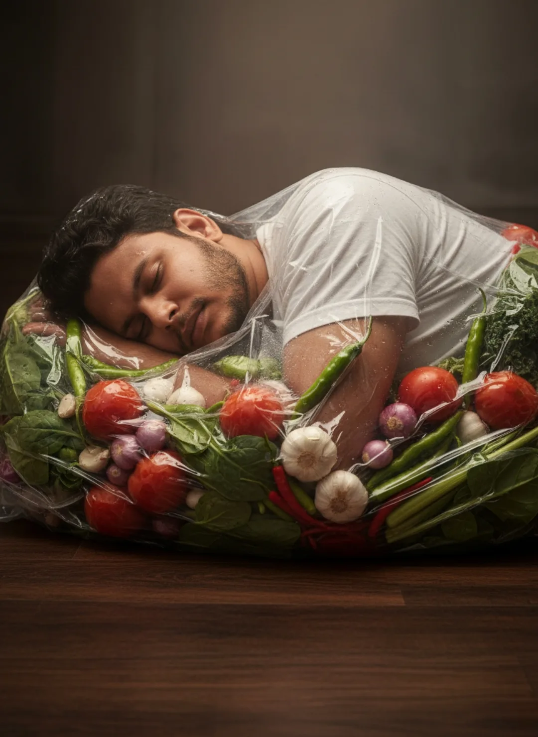 Sleeping in a Vegetable Bag