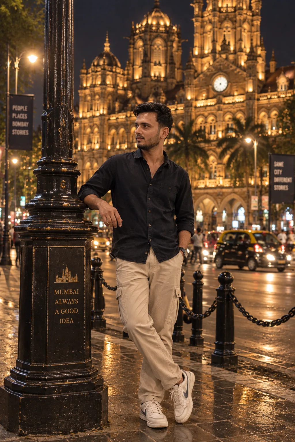 Cinematic Night Street Portrait — Exact Prompt