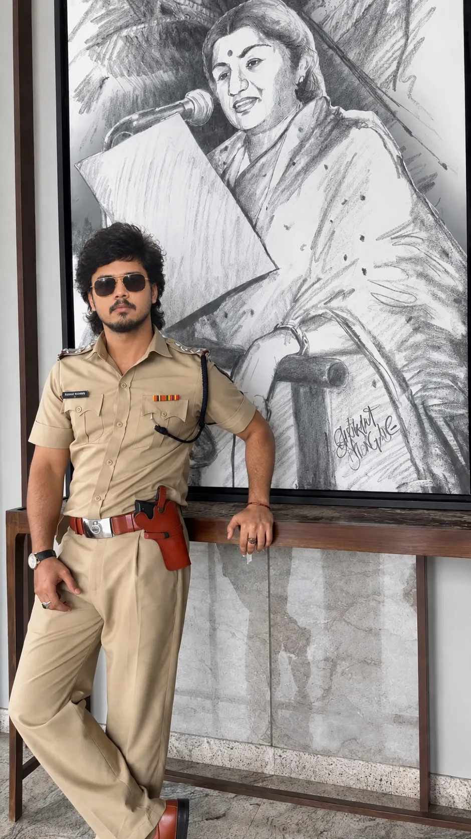 Police Officer Portrait — Classic Indian Cinema Style
