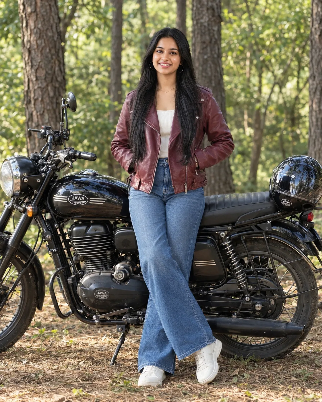 Realistic Outdoor Motorcycle Portrait Prompt