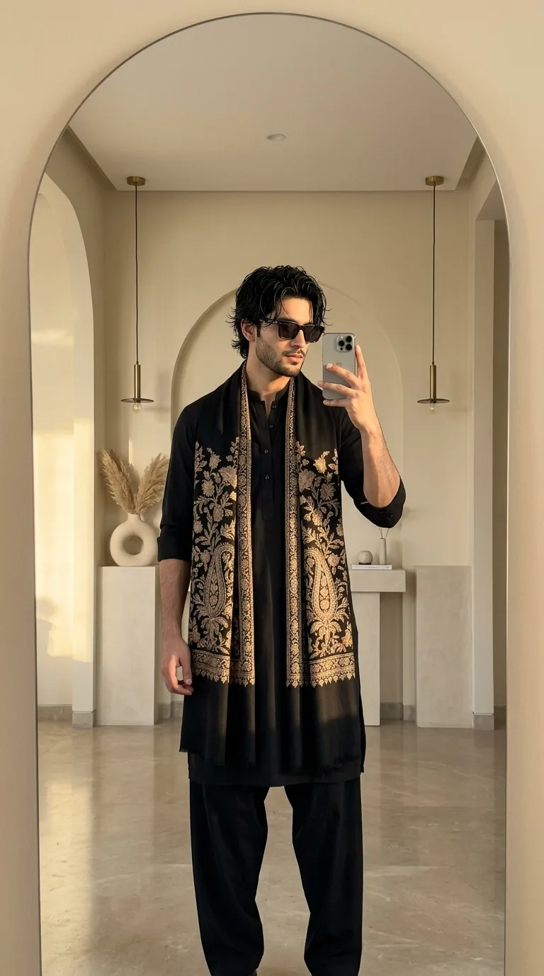 Minimalist Luxury South Asian Fashion Mirror Selfie