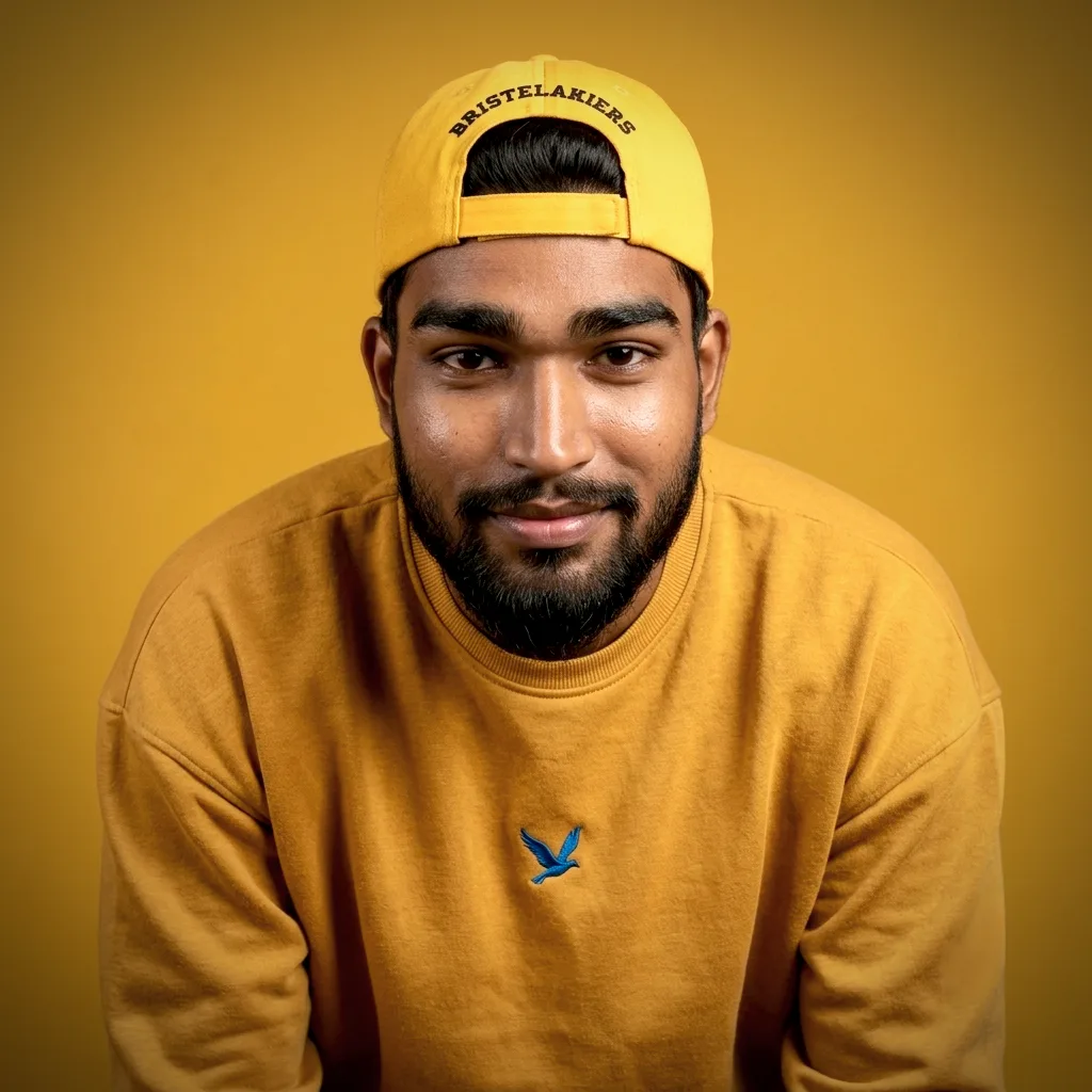 Casual Studio Portrait in Yellow Sweatshirt