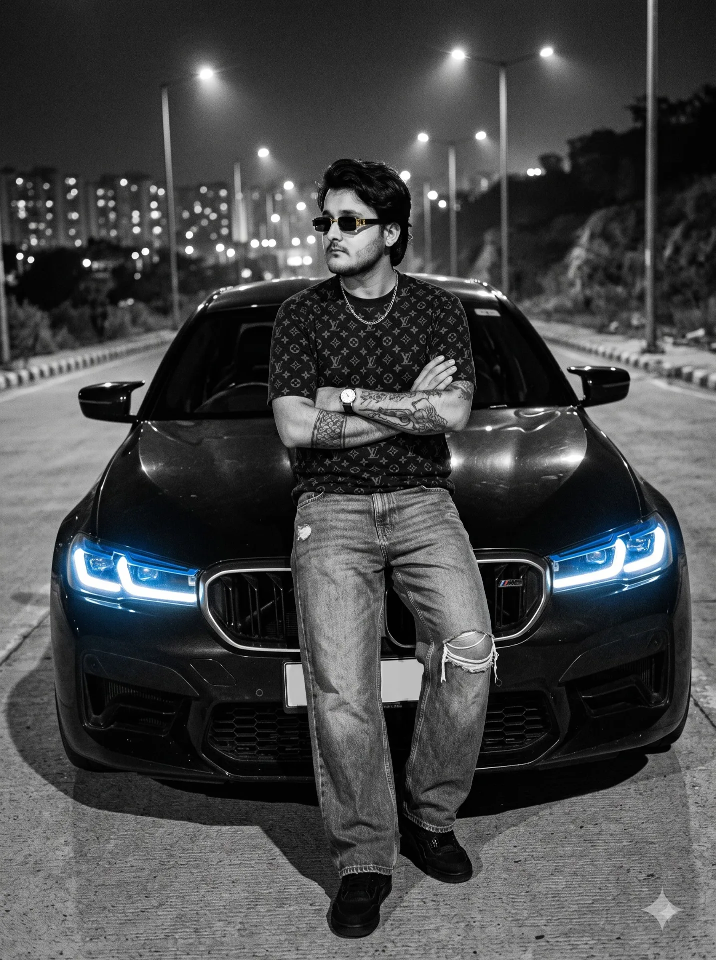 Stylish pose in night