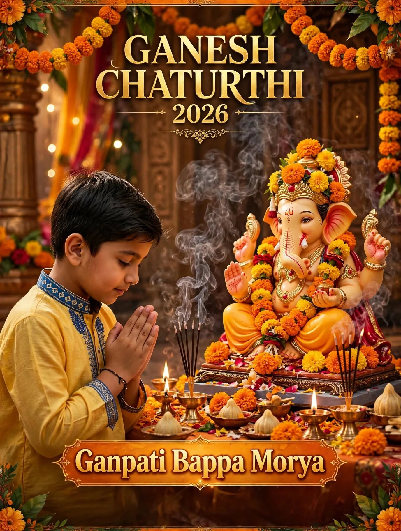 Ganesh Chaturthi 2026 - Ganpati Bappa Morya Festive Poster