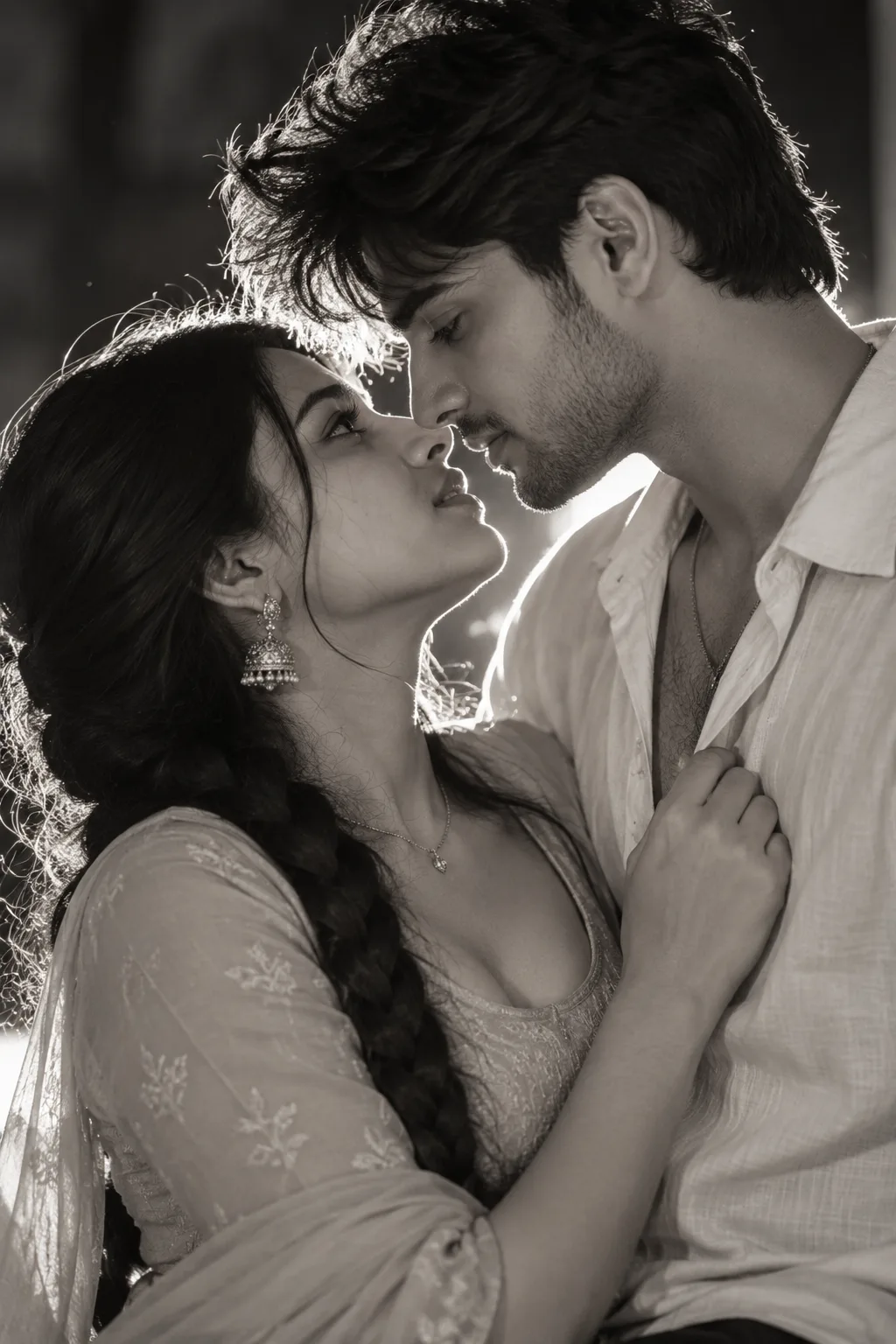 Black & White Intimate Cinematic Couple Portrait