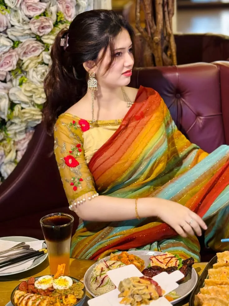 Elegant Indian Saree Dining Portrait | Luxury Restaurant Look
