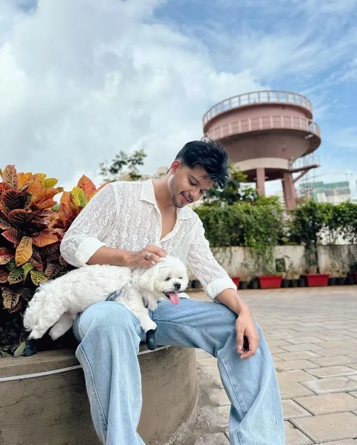 Candid Rooftop Moment with Pet Dog