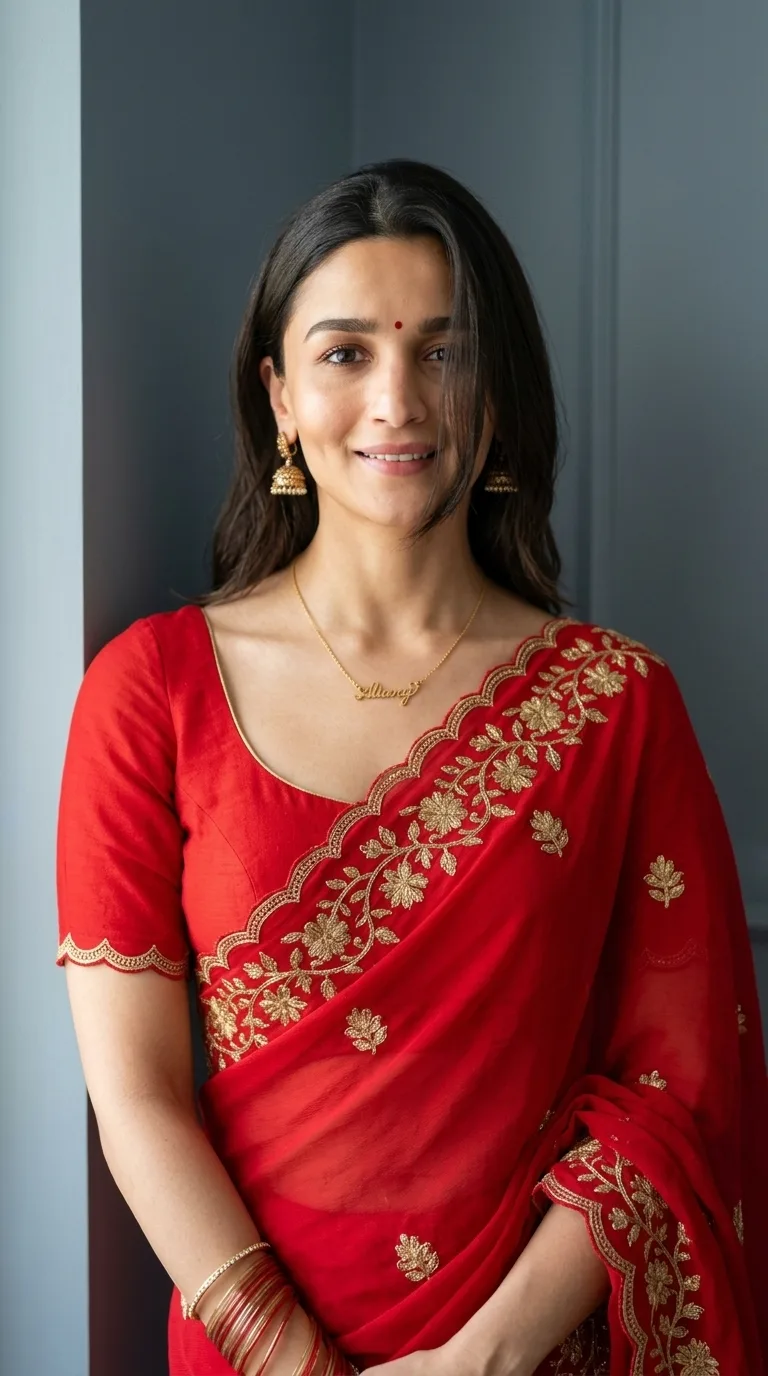 GIRL BEAUTIFUL RED SAARI PROMPT