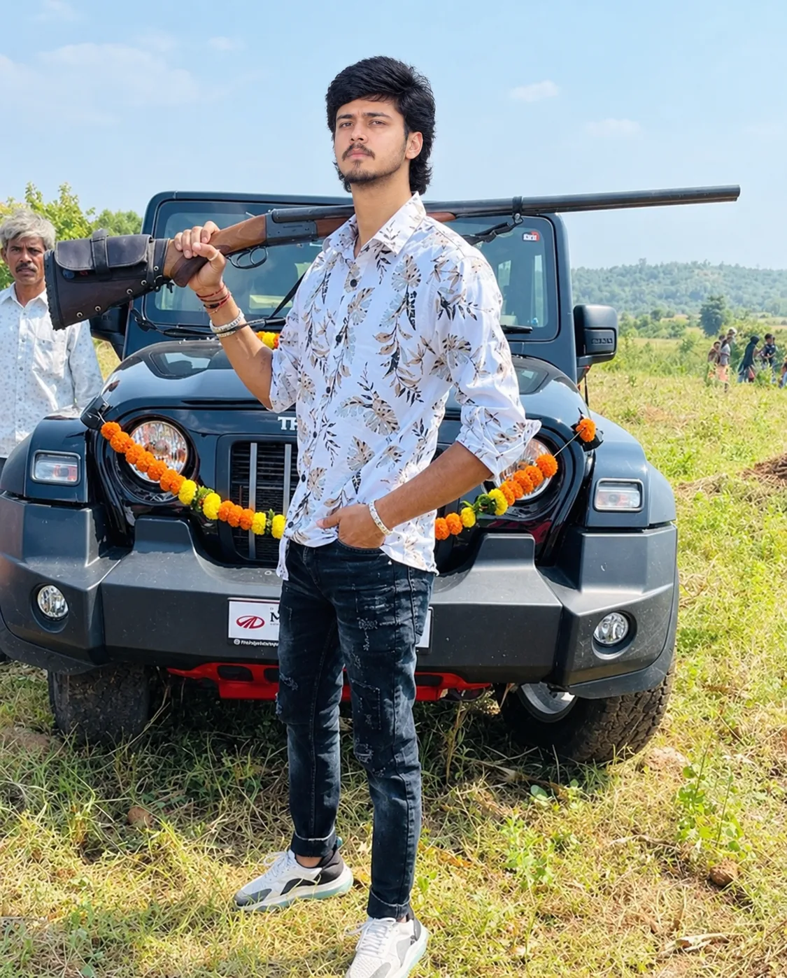 Jeep Adventure Rifle Pose with gun