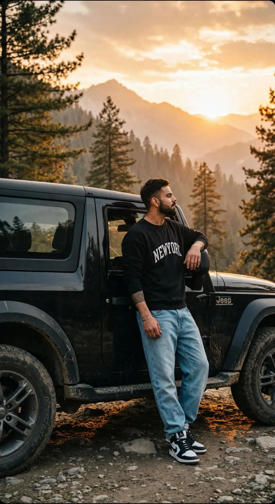 Mountain Jeep Photoshoot Portrait - Cinematic Style
