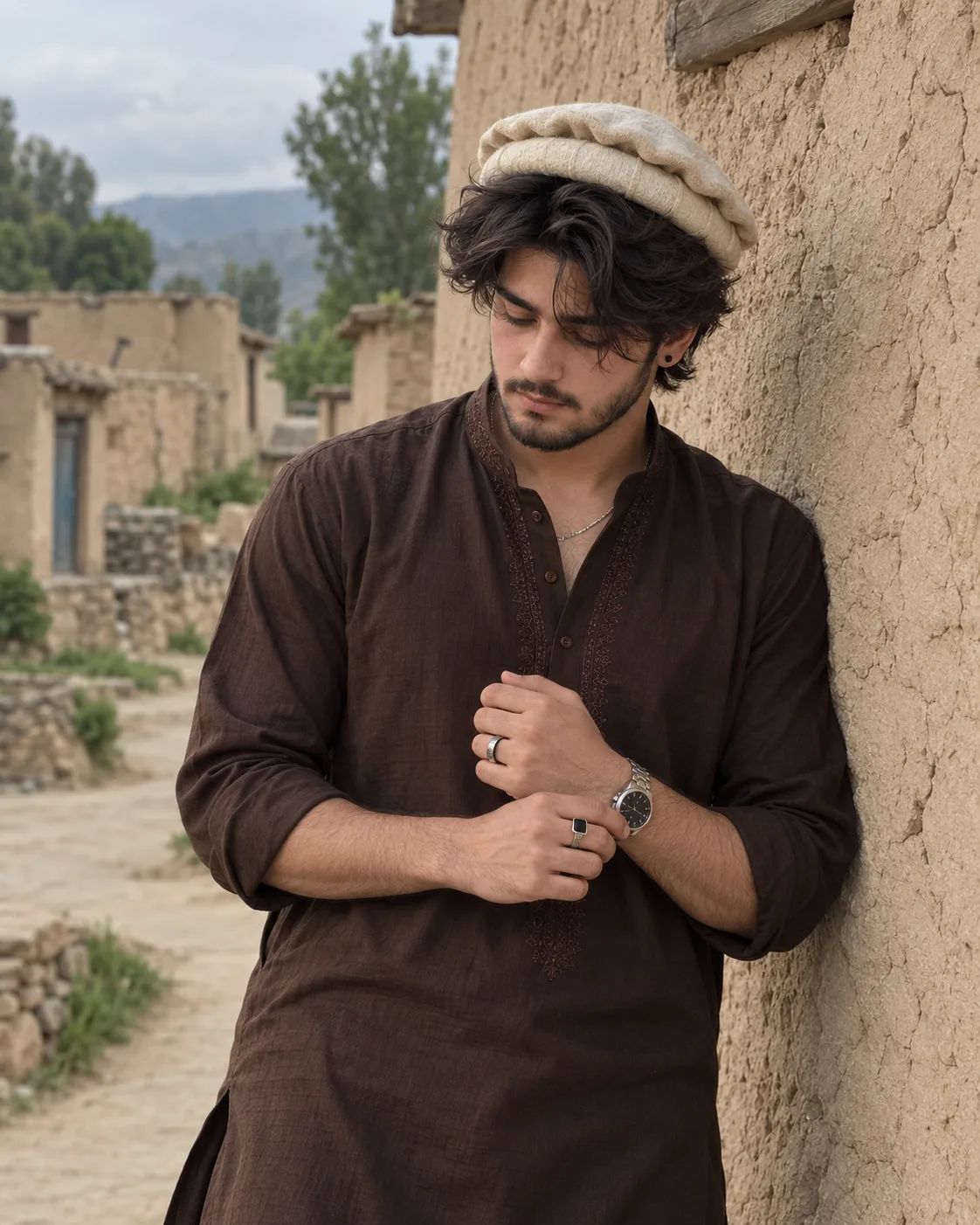 Rustic Village Portrait in Traditional Attire
